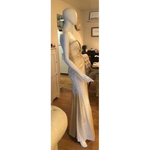 NWT $10K TEMPERLEY LONDON  SATIN SILK BEADED BODICE WEDDING GOWN SZ US 4 UK 8 - Picture 4 of 16